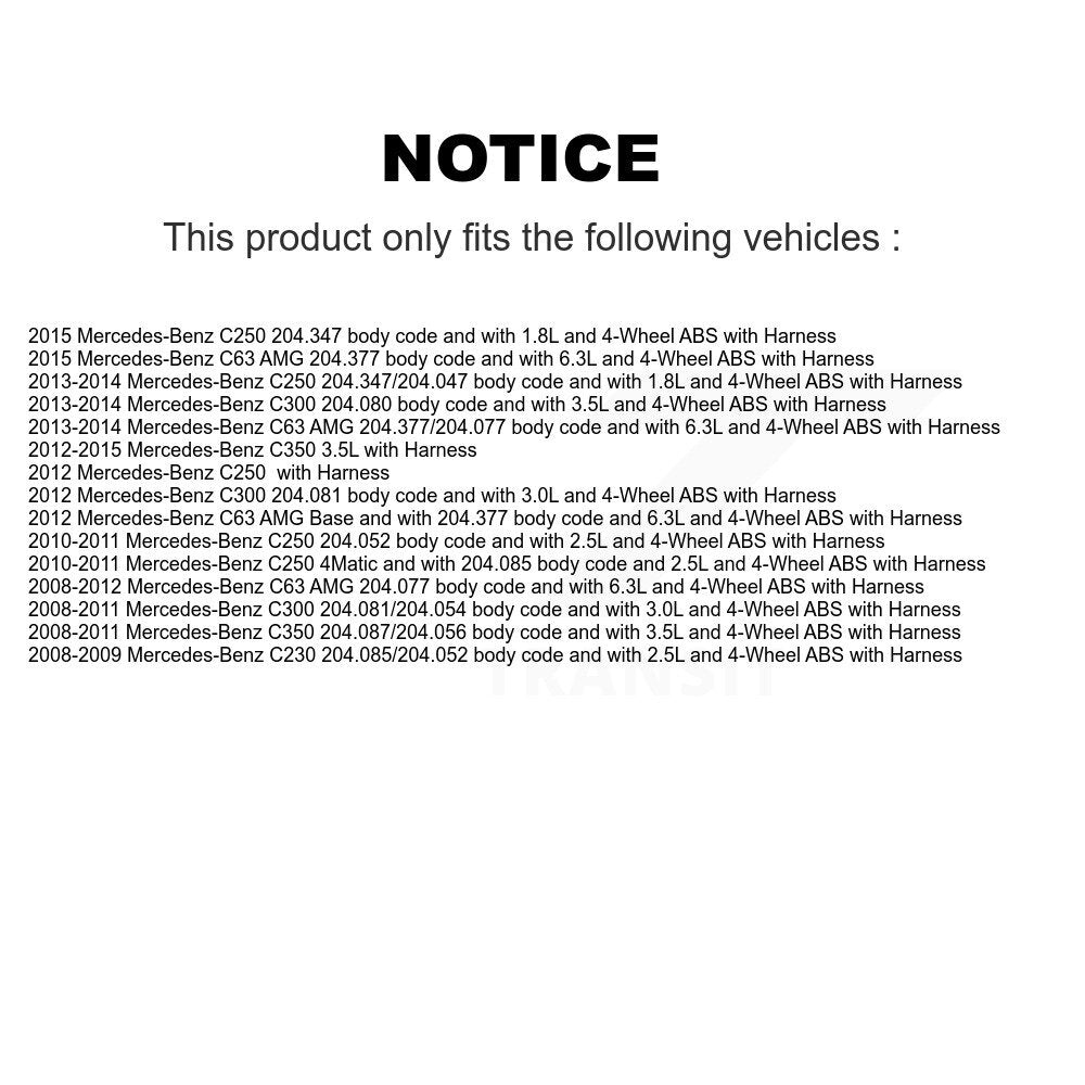 ABS Wheel Speed Sensor Rear SEN-2ABS1727 For Mercedes-Benz C300 C350 C250 C230