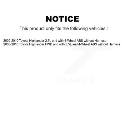ABS Wheel Speed Sensor Rear SEN-2ABS1868 For Toyota Highlander without Harness