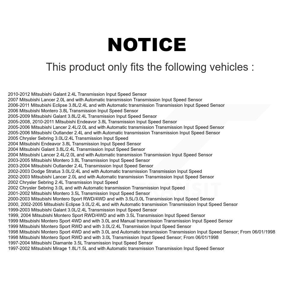Vehicle Speed Sensor SEN-2ABS1901 For Mitsubishi Eclipse Chrysler Sebring Lancer