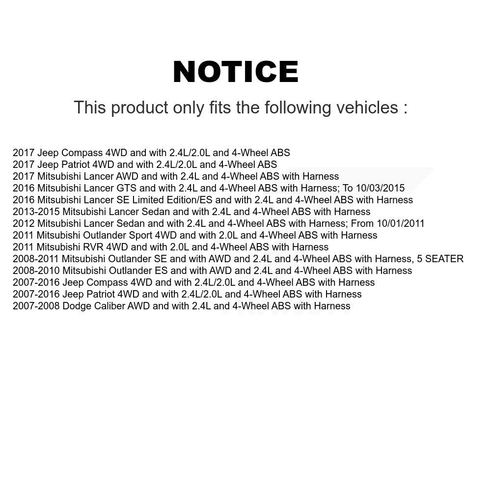 ABS Wheel Speed Sensor Rear Right SEN-2ABS2288 For Jeep Mitsubishi Patriot Dodge