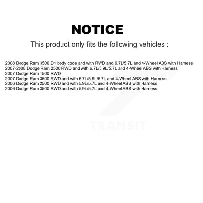 ABS Wheel Speed Sensor Front SEN-2ABS2291 For Dodge Ram 3500 2500 1500