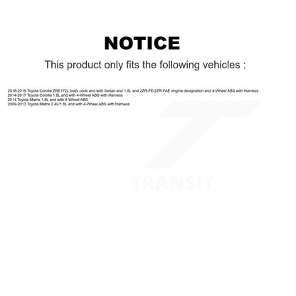 ABS Wheel Speed Sensor Front Left SEN-2ABS2667 For Toyota Corolla Matrix