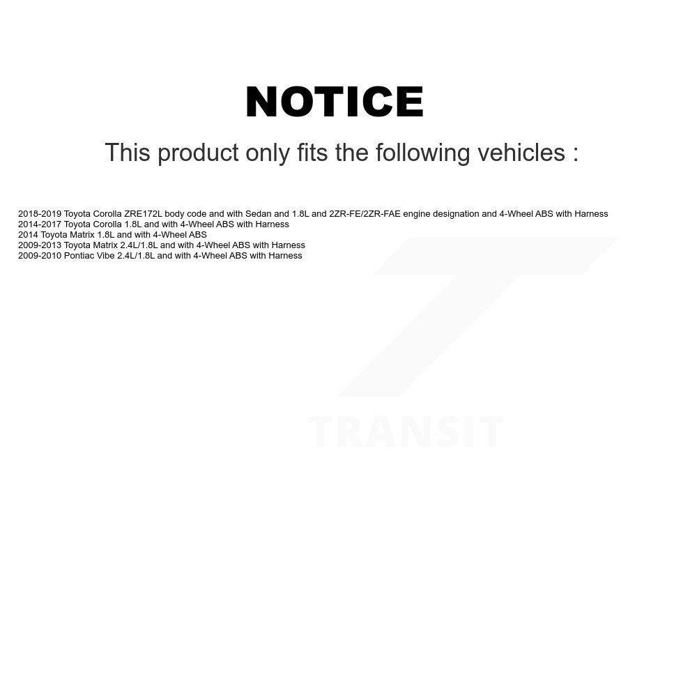 ABS Wheel Speed Sensor Front Right SEN-2ABS2669 For Toyota Corolla Matrix Vibe