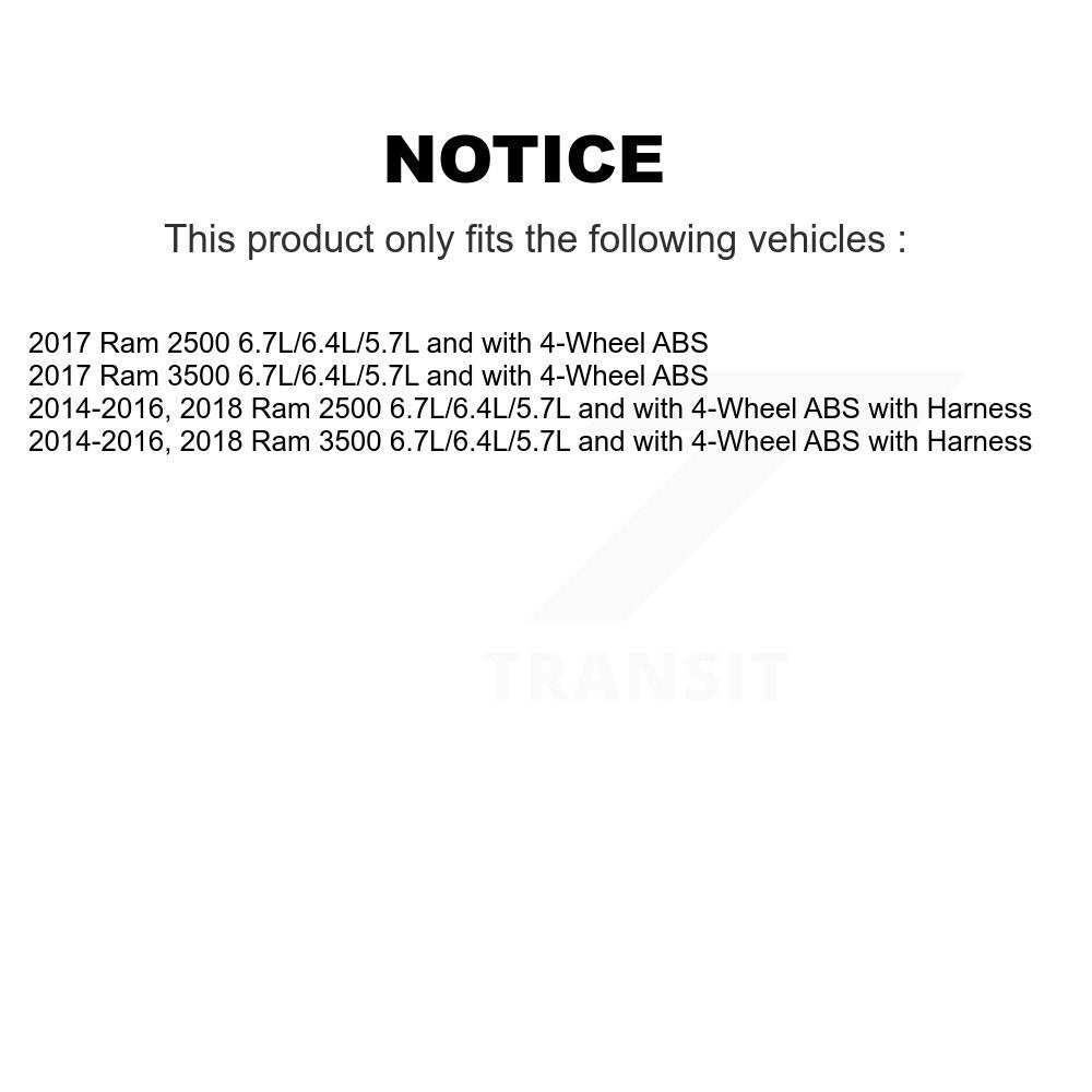 ABS Wheel Speed Sensor Front SEN-2ABS2871 For Ram 2500 3500