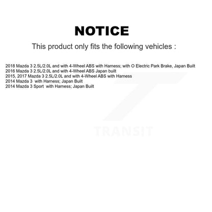 ABS Wheel Speed Sensor Rear SEN-2ABS3012 For Mazda 3 Sport