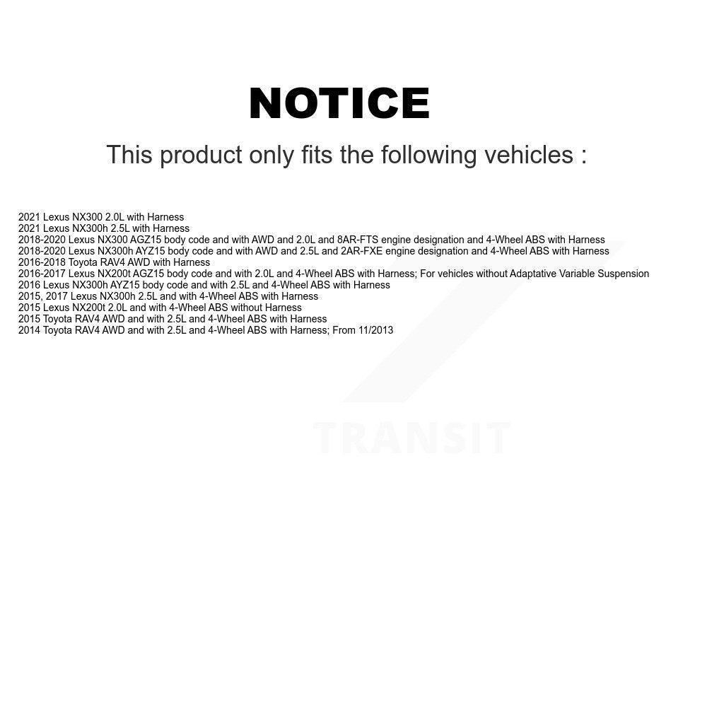 ABS Wheel Speed Sensor Rear Left SEN-2ABS3015 For Toyota RAV4 Lexus NX300 NX200t