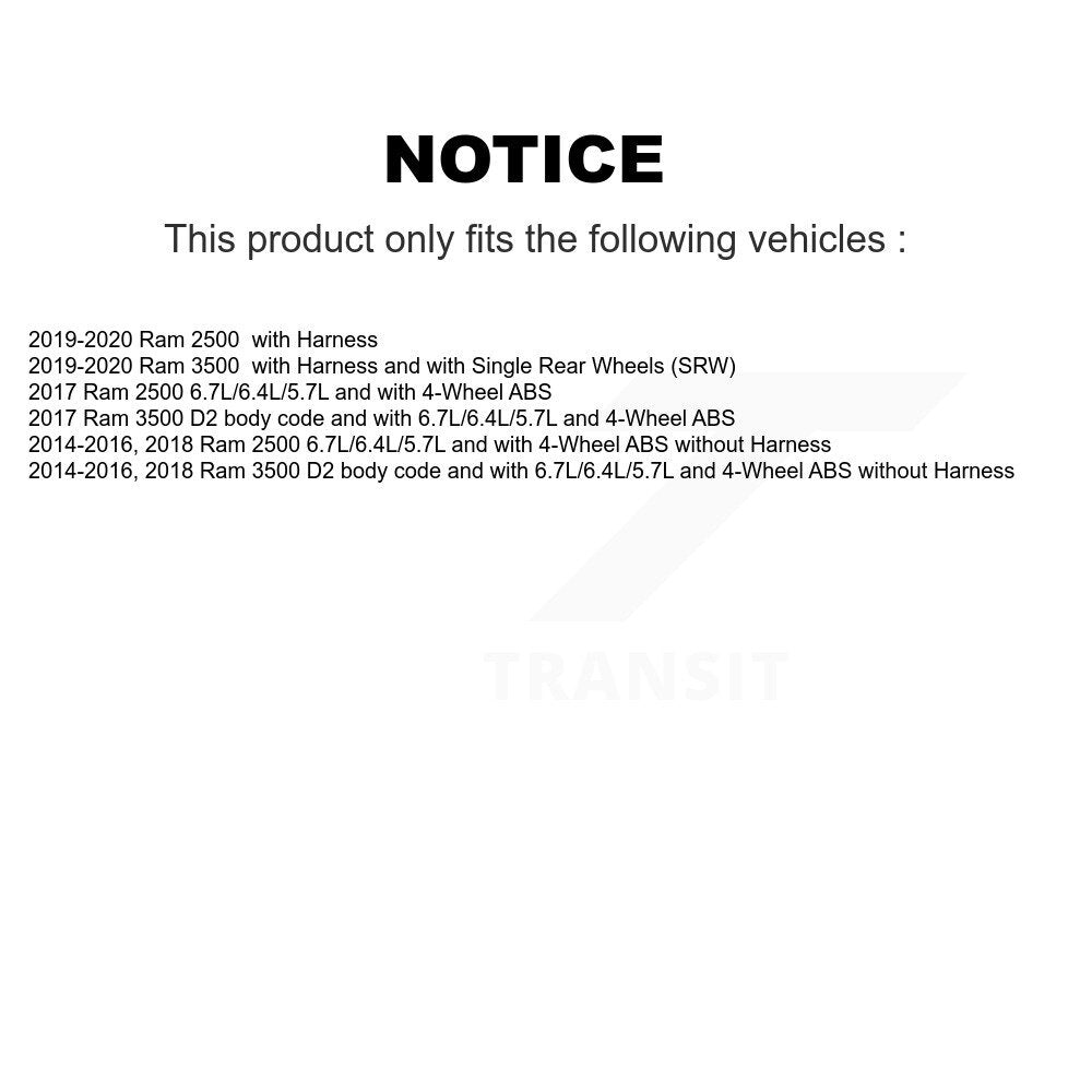 ABS Wheel Speed Sensor Rear Left SEN-2ABS3026 For Ram 2500 3500