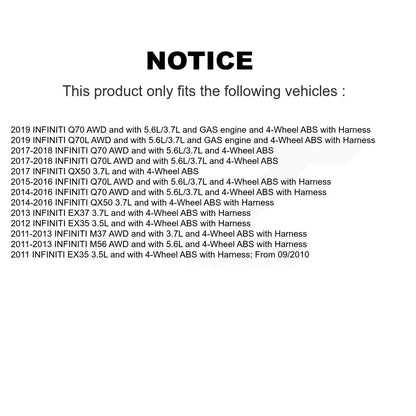 ABS Wheel Speed Sensor Front SEN-2ABS3048 For INFINITI QX50 EX35 EX37 M37 Q70