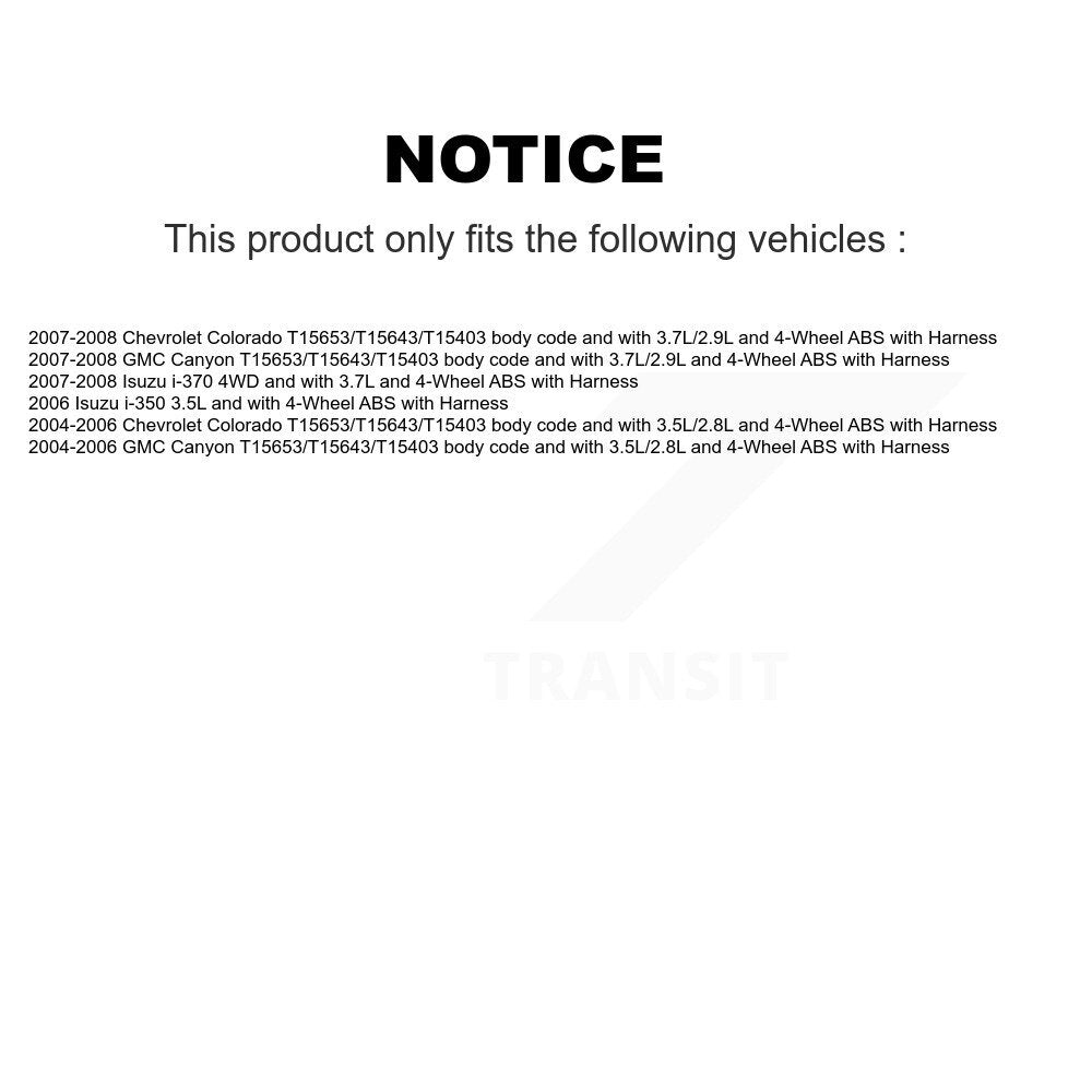 ABS Wheel Speed Sensor Front SEN-2ABS3300 For Chevrolet Colorado GMC Canyon