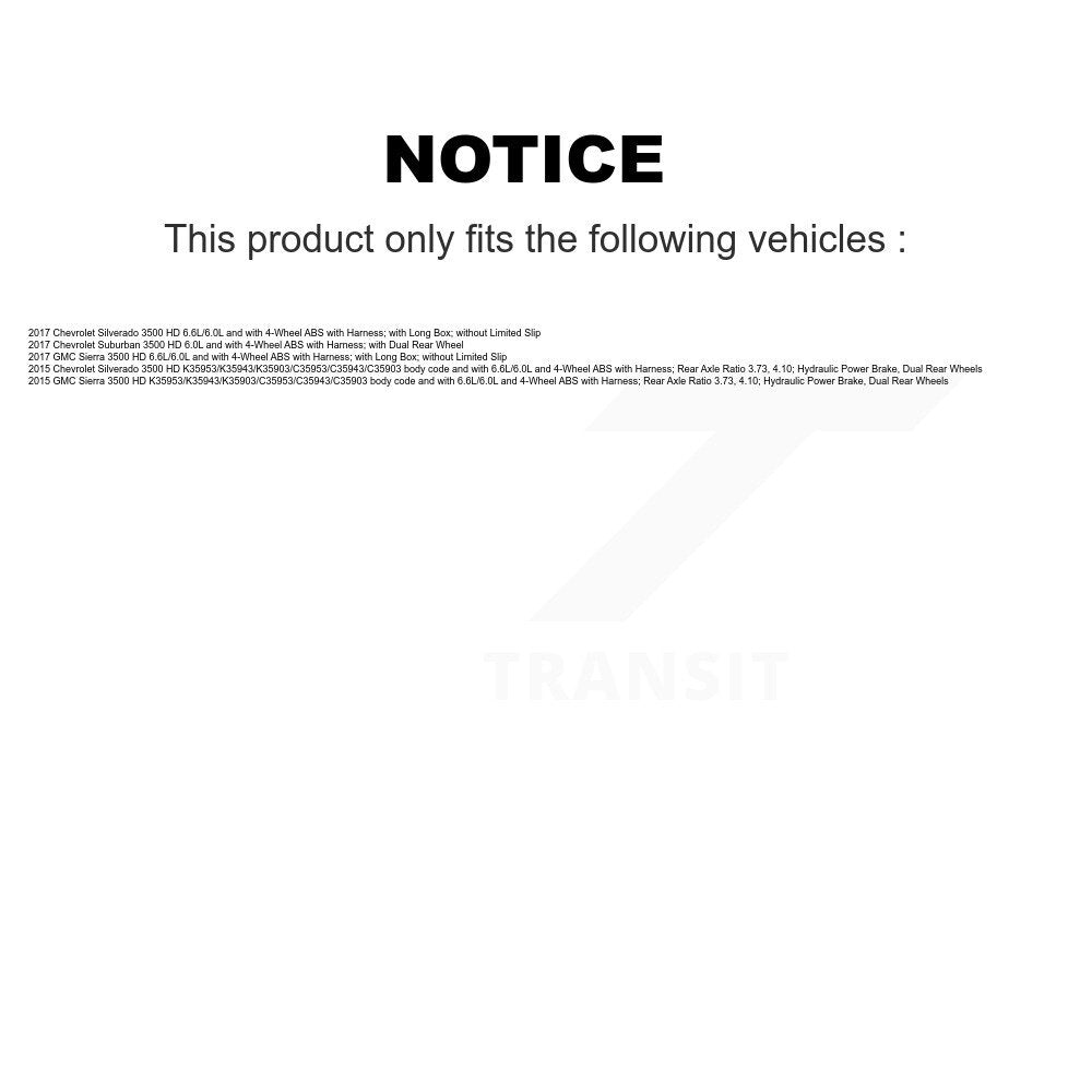 ABS Wheel Speed Sensor Rear Left SEN-2ABS3341 For GMC Sierra 3500 HD Chevrolet