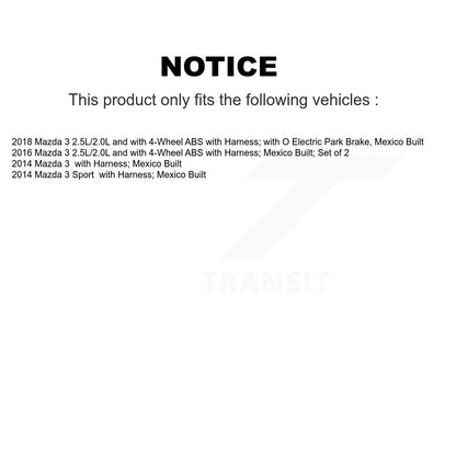ABS Wheel Speed Sensor Rear SEN-2ABS3945 For Mazda 3 Sport