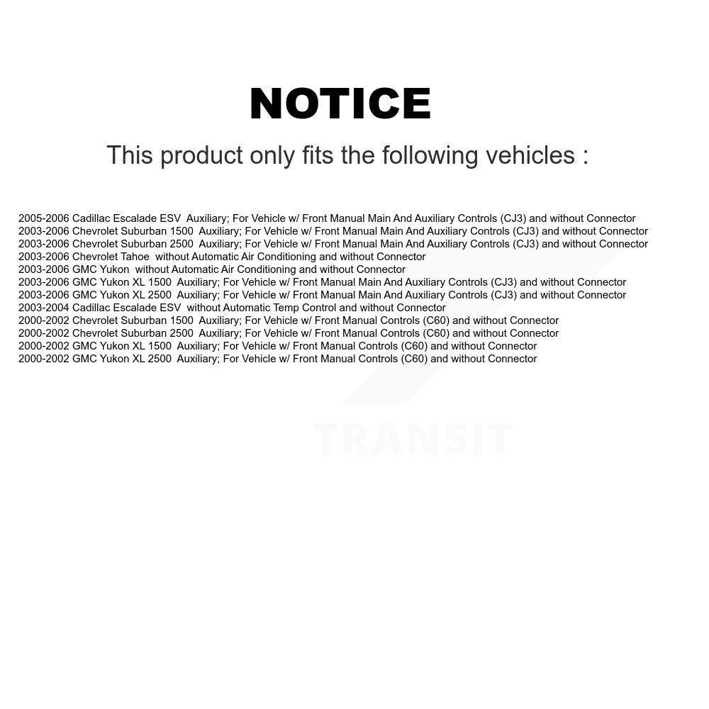 HVAC Blower Motor Resistor Rear SEN-2BMR0028 For Chevrolet Tahoe GMC Yukon XL