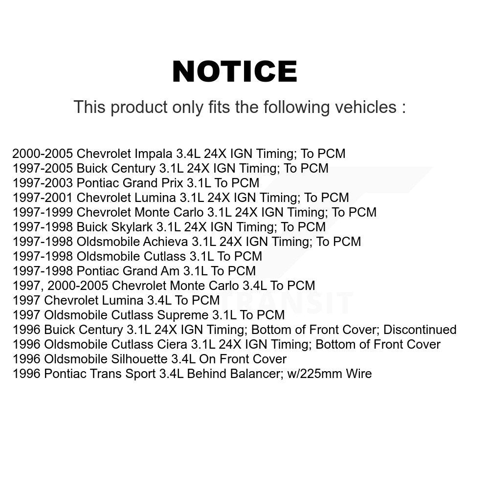 Engine Crankshaft Position Sensor SEN-2CRK0155 For Chevrolet Impala Buick Grand