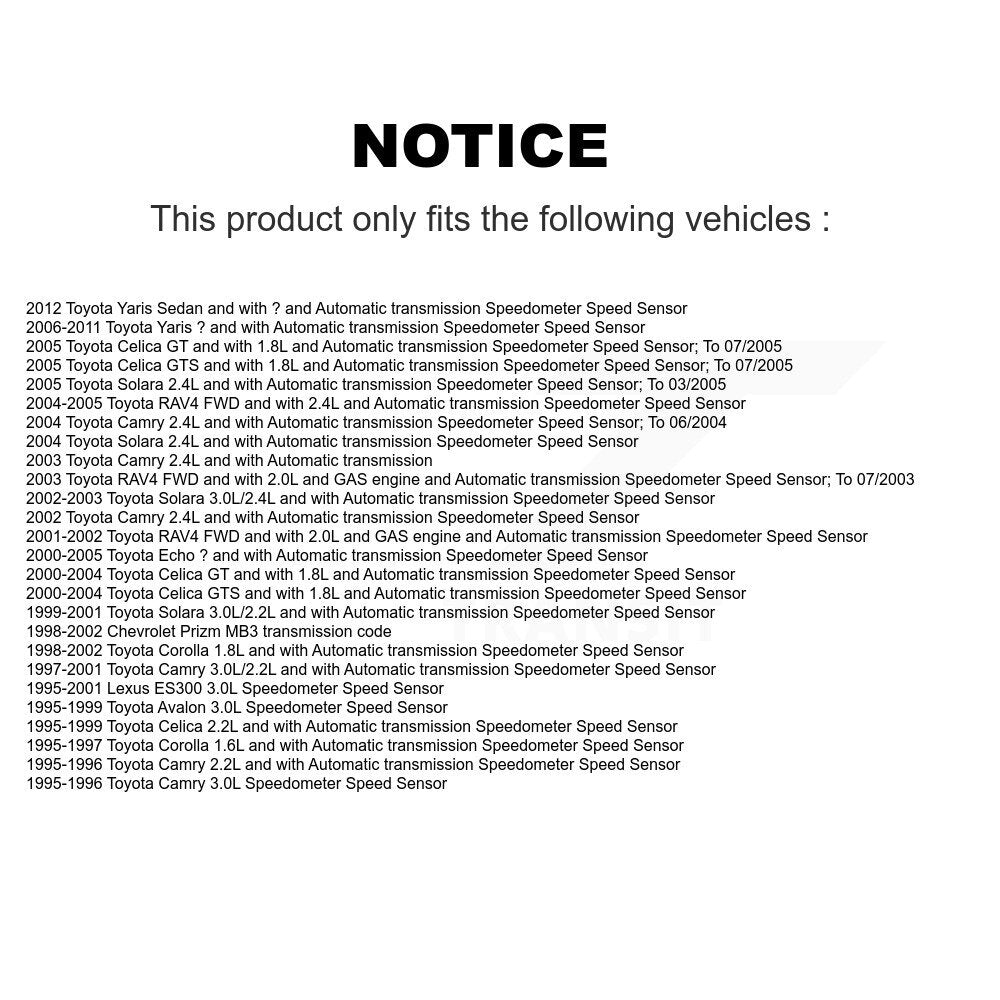 Vehicle Speed Sensor SEN-2VSS0003 For Toyota Yaris Camry Echo RAV4 Corolla Prizm