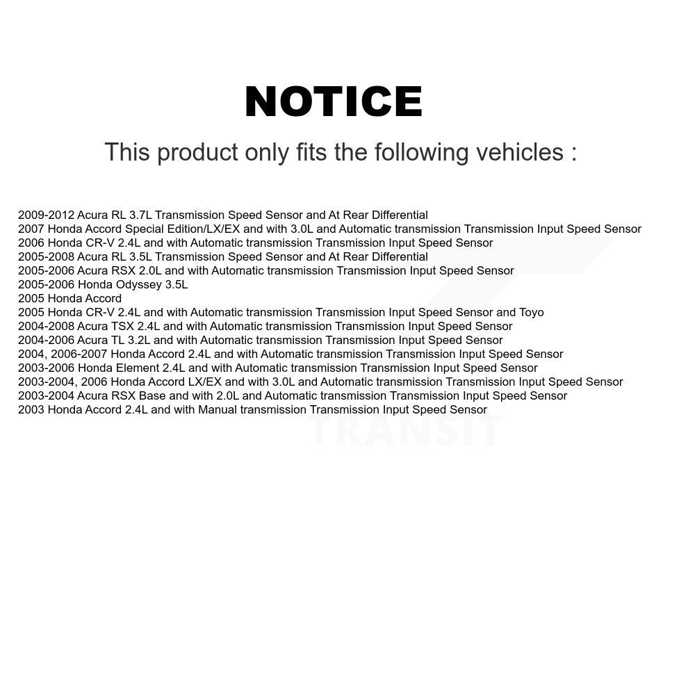 Speed Sensor For Honda Accord Acura CR-V Odyssey TSX TL Element RSX