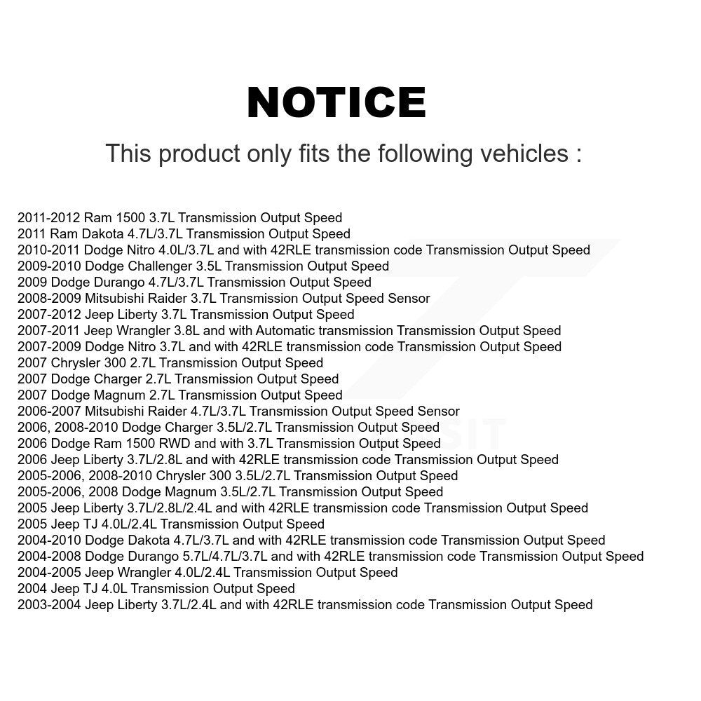 Speed Sensor SEN-2VSS0068 For Dodge Jeep Ram 1500 Wrangler Liberty Dakota 300