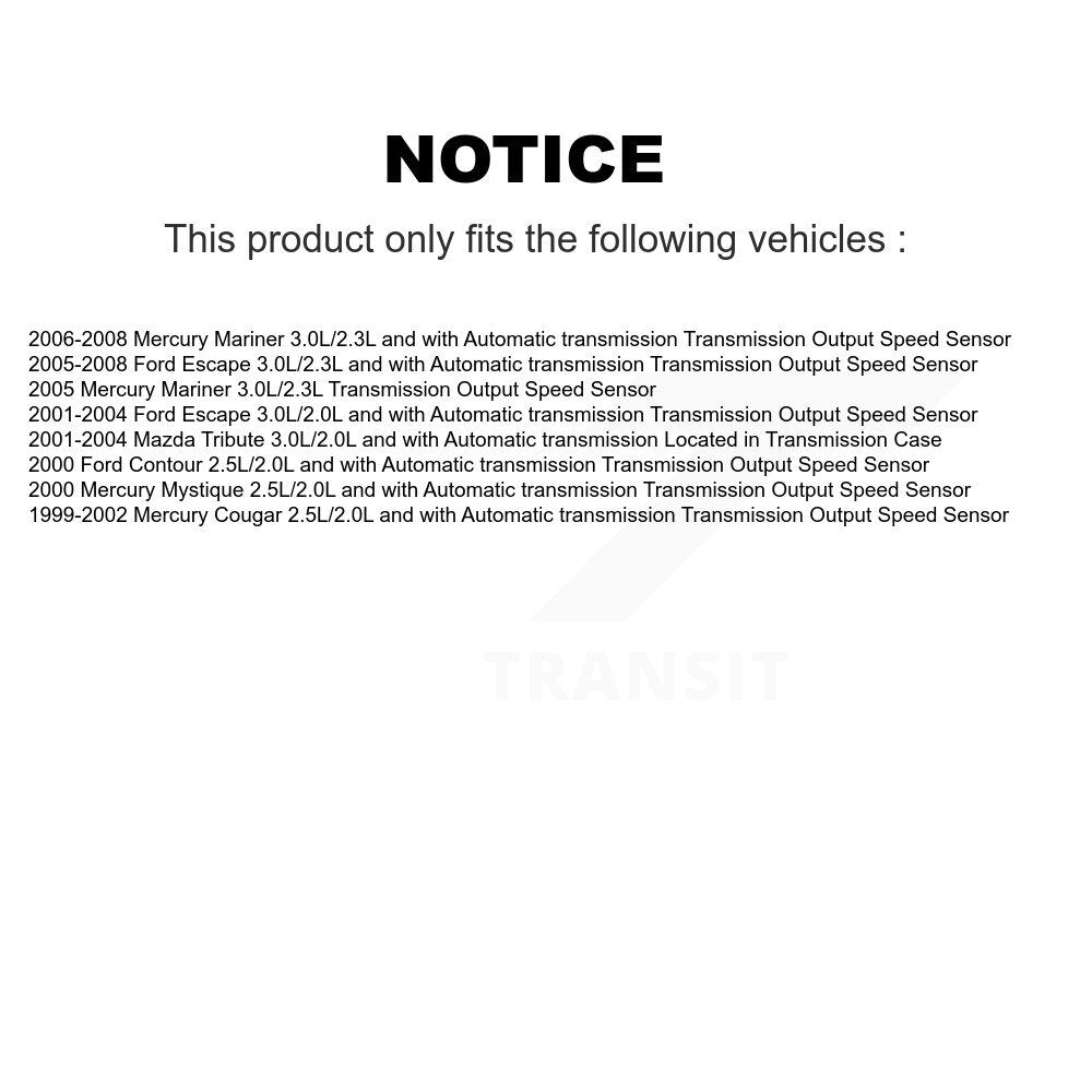 Vehicle Speed Sensor SEN-2VSS0102 For Ford Escape Mazda Tribute Mercury Cougar