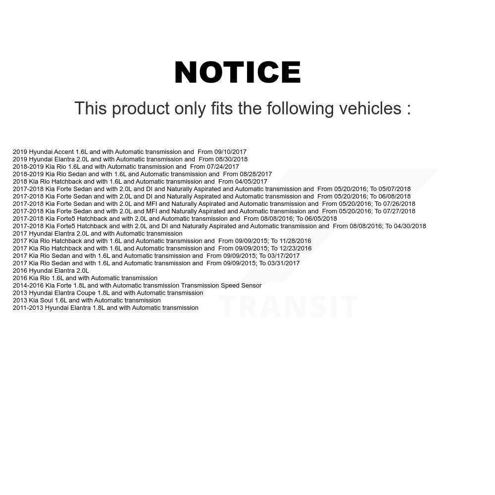 Speed Sensor For Hyundai Elantra Kia Forte Rio Soul Accent Forte5