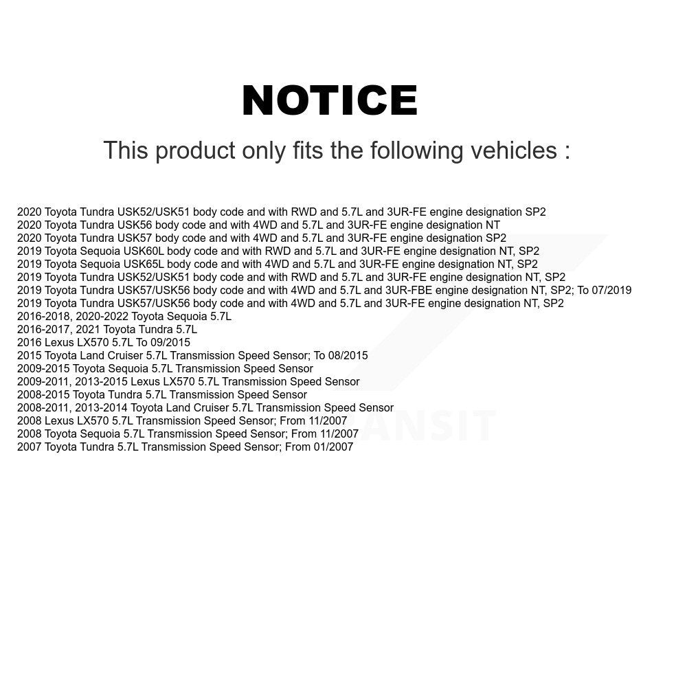 Speed Sensor For Toyota Tundra Sequoia Lexus LX570 Land Cruiser