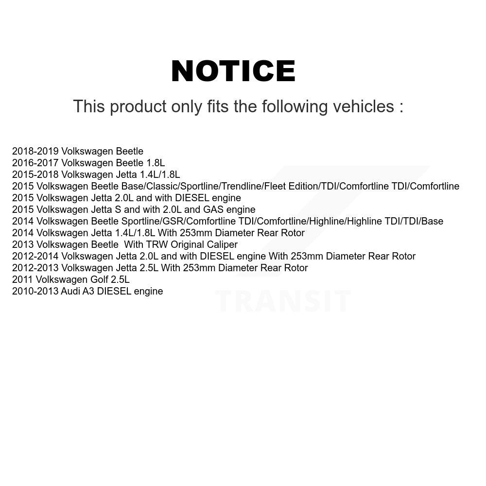 Brake Caliper Rear Left SLC-19B6650 For Volkswagen Jetta Beetle Golf Audi A3