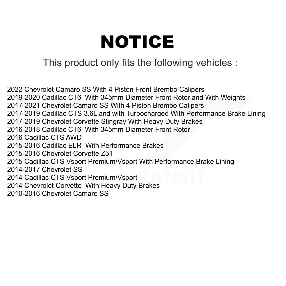 Ceramic Disc Brake Pads Front TEC-1474 For Chevrolet Camaro Corvette Cadillac SS