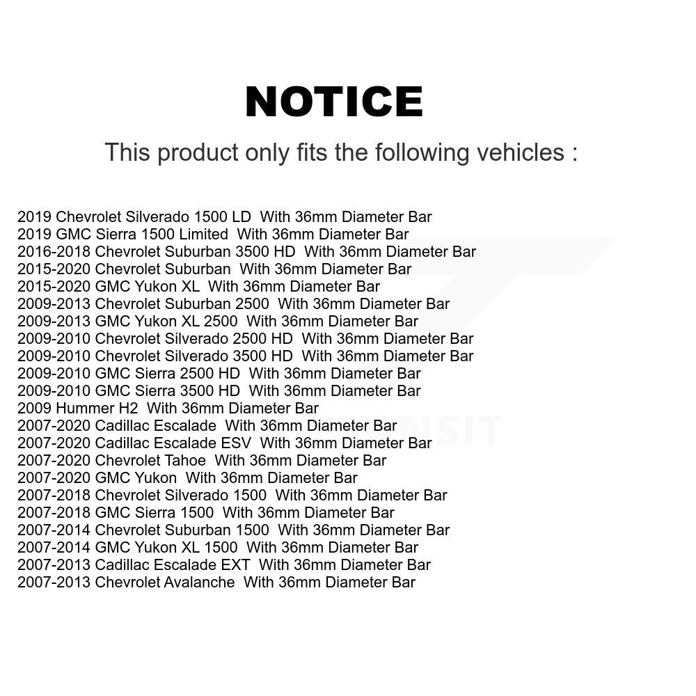 Suspension Stabilizer Bar Bushing Kit Front To Frame TOR-K200222 For Chevrolet