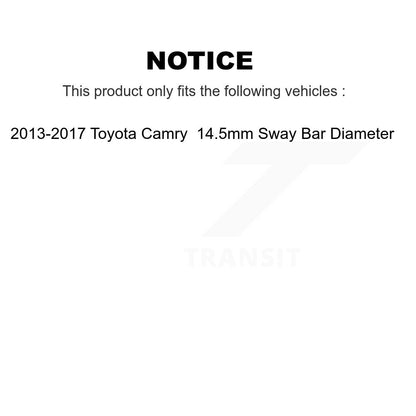 Suspension Stabilizer Bar Bushing Kit Rear To Frame TOR-K201763 For Toyota Camry