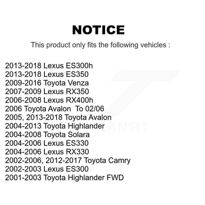 Suspension Stabilizer Bar Link Kit Rear TOR-K90345 For Toyota Camry Venza Lexus