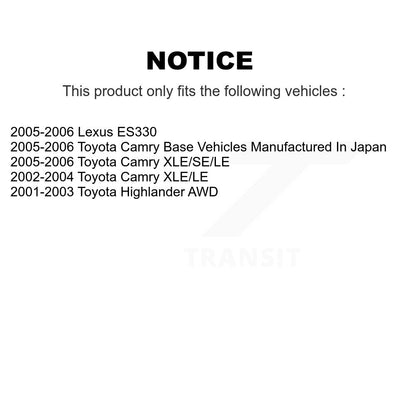 Suspension Stabilizer Bar Bushing Kit Rear To Frame TOR-K90522 For Toyota Venza